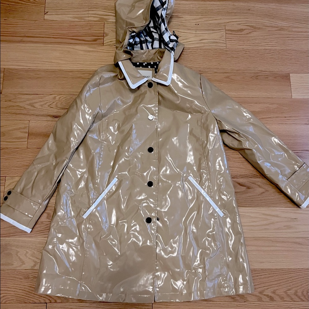 Jane Post Laminated Rain Coat Camel Size Medium